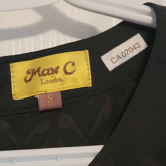 Max C London Long sleeve dress size S Abstract bird design with long black bow - Picture 10 of 14